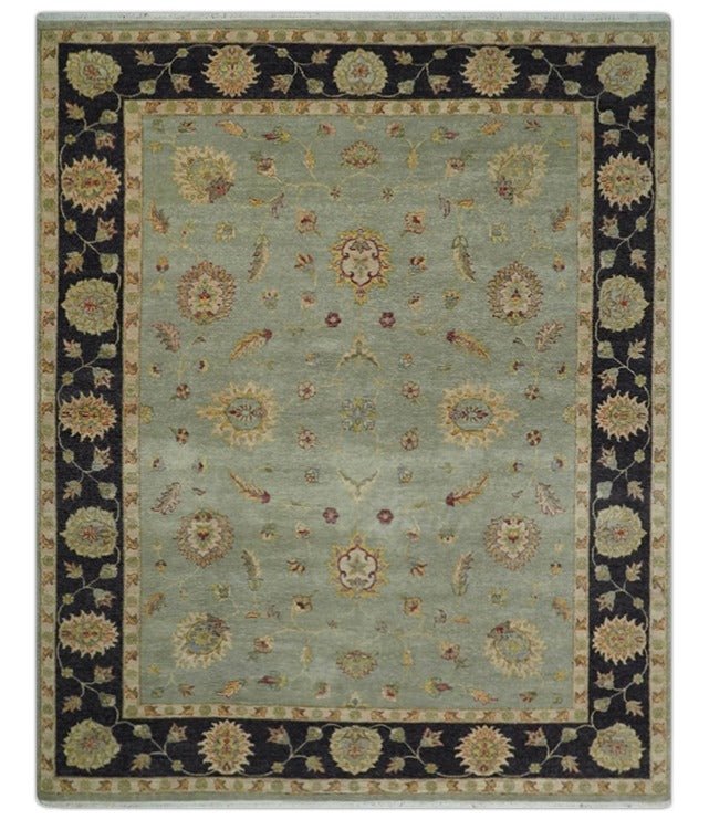 8x10 Fine Hand Knotted Silver and Black Antique Traditional Vintage Persian Wool Rug