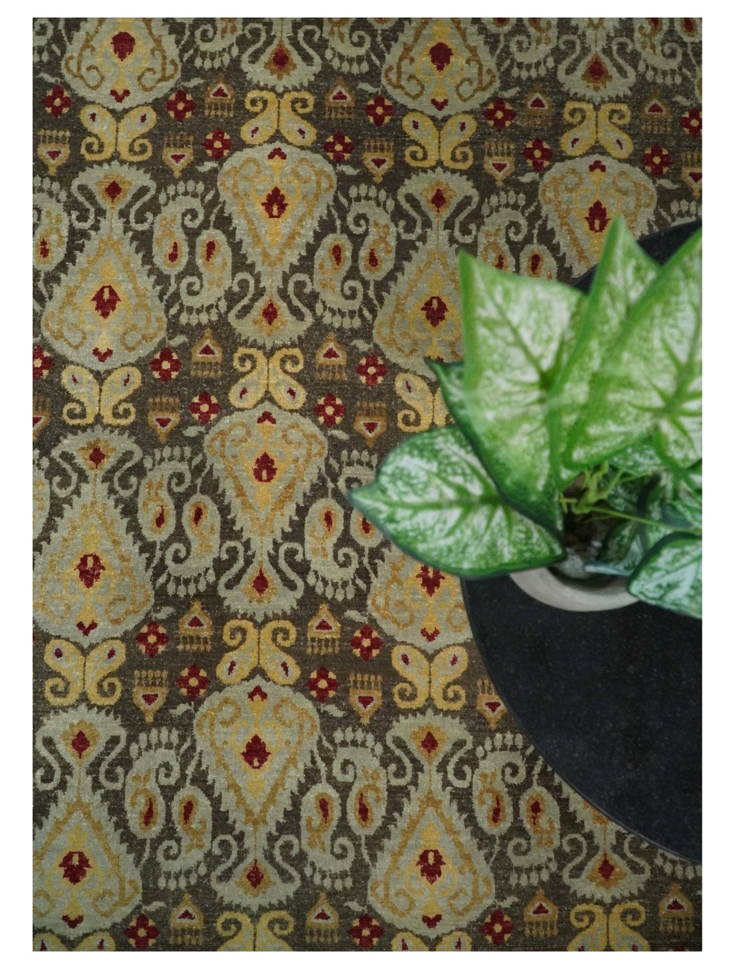 8x8 Round Fine Hand Knotted Brown and Beige Traditional Style Antique Wool Rug