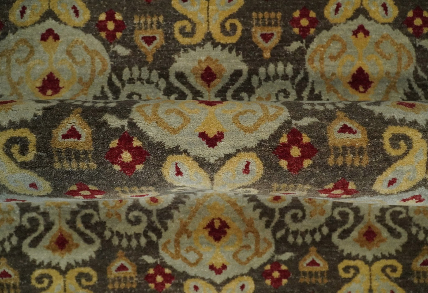 8x8 Round Fine Hand Knotted Brown and Beige Traditional Style Antique Wool Rug