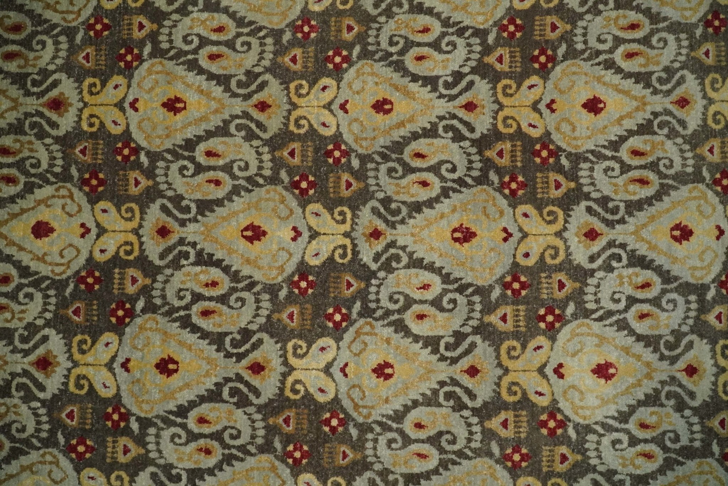 8x8 Round Fine Hand Knotted Brown and Beige Traditional Style Antique Wool Rug