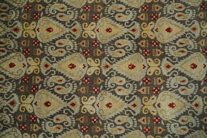 8x8 Round Fine Hand Knotted Brown and Beige Traditional Style Antique Wool Rug