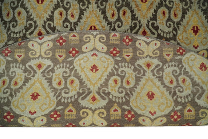 8x8 Round Fine Hand Knotted Brown and Beige Traditional Style Antique Wool Rug