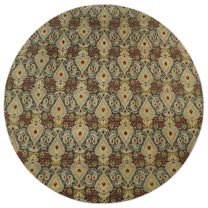 8x8 Round Fine Hand Knotted Brown and Beige Traditional Style Antique Wool Rug