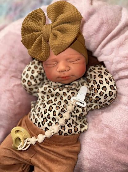 Victoria 19” reborn baby Full Silicone Girl Tan Skin Tone approx 7.2lbs wears newborn open mouth