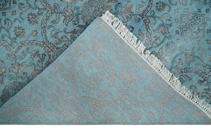 9x12 Fine Hand Knotted Blue and Brown Traditional Persian Wool and Silk Area Rug