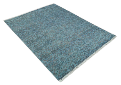 9x12 Fine Hand Knotted Blue and Brown Traditional Persian Wool and Silk Area Rug