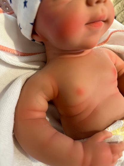 Hendrix 19” reborn baby tan skin Tone Full Silicone newborn  Boy approx 7.3 lbs open mouth. TAT APPROXIMATELY 10 Days