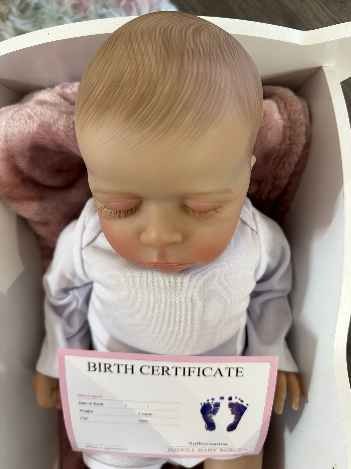 Levi painted hair Reborn vinyl/cloth body baby 19in Newborn