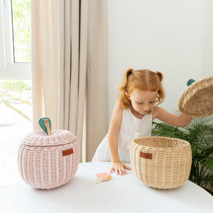 Apple Rattan Storage Basket Natural - Small