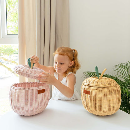 Apple Rattan Storage Basket Pink - Small