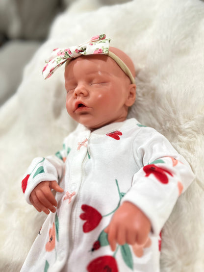 Willow 17-18in reborn baby Full Silicone Baby girl tan skin tone approx 6lbs open mouth tat 10 days