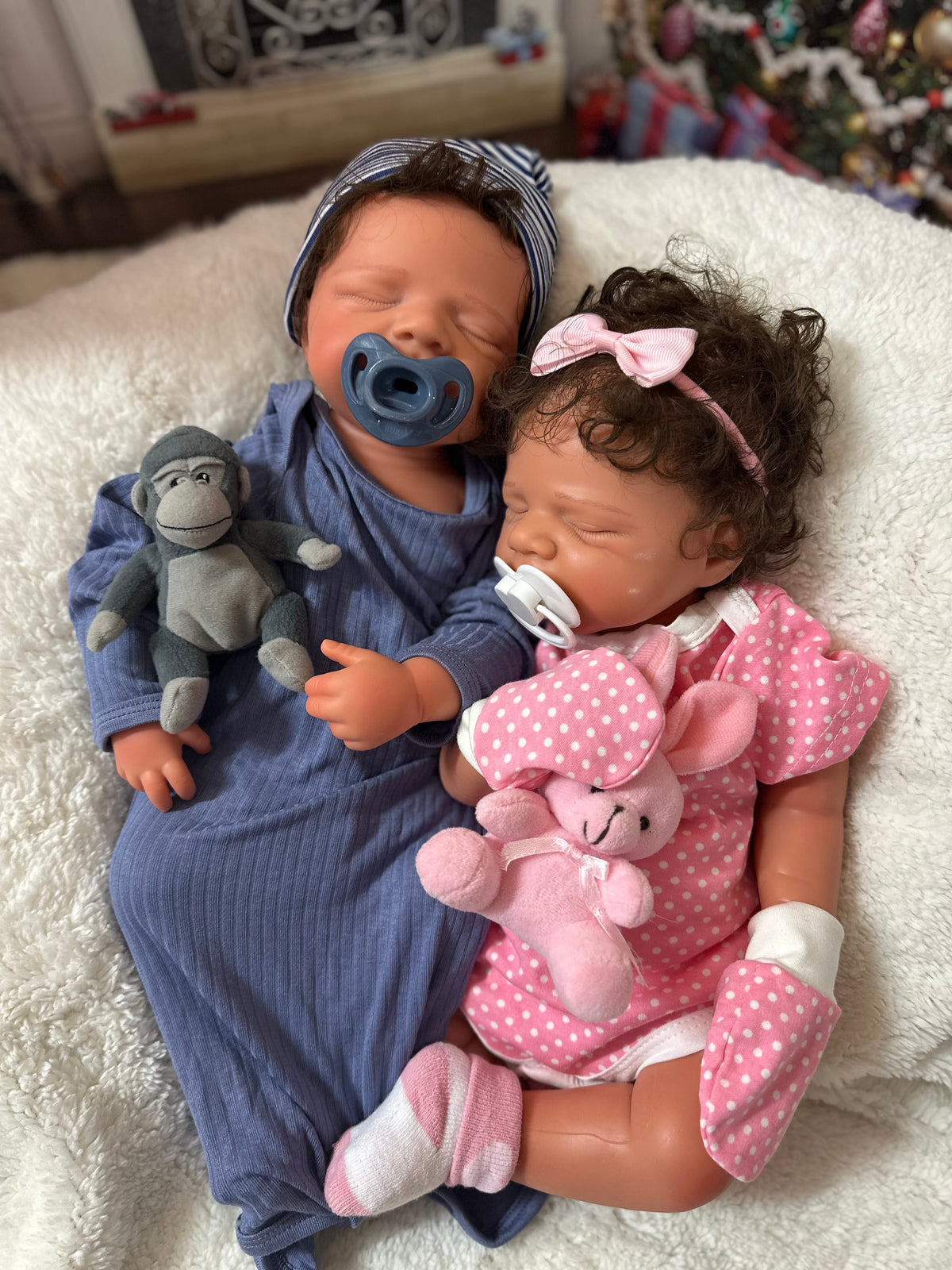 Hendrix 19” W/ NEWBORN CURLY HAIR, CUSTOM MADE Full Silicone Boy Tan Skin Tone open mouth TAT 10 days