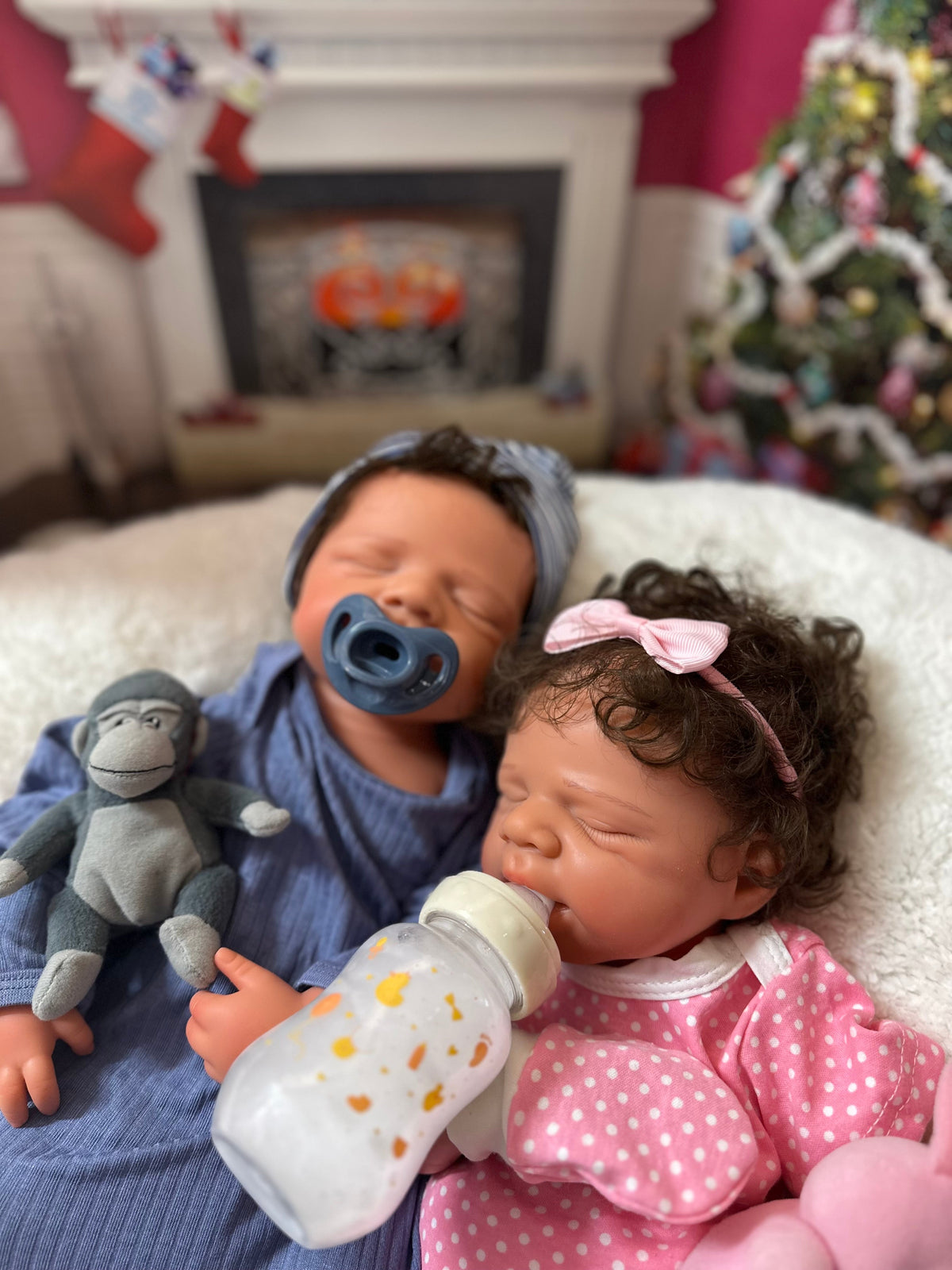 Hendrix 19” W/ NEWBORN CURLY HAIR, CUSTOM MADE Full Silicone Boy Tan Skin Tone open mouth TAT 10 days