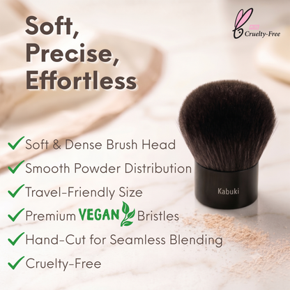 Kabuki Brush - Hand cut, Vegan, Cruelty-Free Mineral Makeup Brush