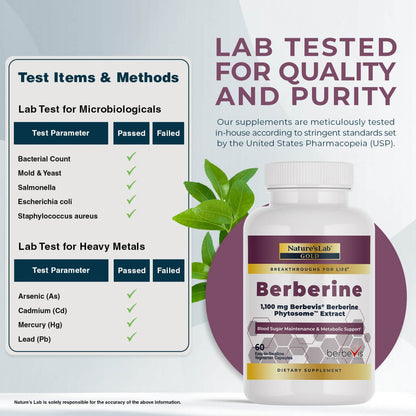 Nature's Lab Gold Berbevis® Berberine Phytosome™ Extract - 60 Capsules