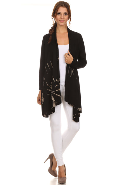 Sakkas Anjali Long Sleeve Draped Tie Dye Cardigan