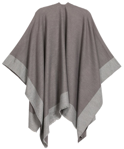 Sakkas Nila Women's Reversible Open Front Large Poncho Shawl Wrap Scarf Cape Ruana