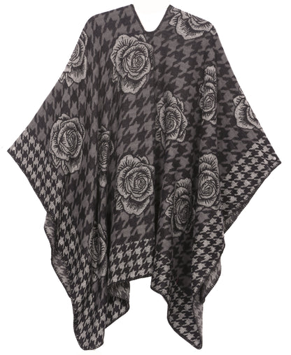 Sakkas Lupe Womens Reversible Poncho Wrap Cape Shawl Sweater Coat Cardigan Pattern