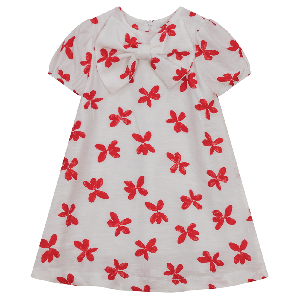 Flower Print Dress With Front Bow