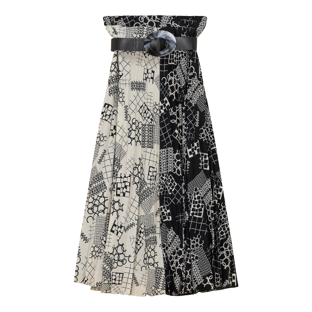 2 Tone Midi Pleated Skirt