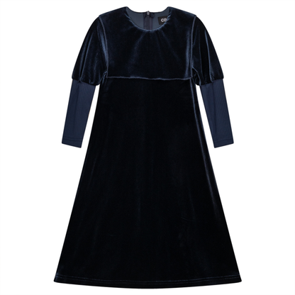 Velvet Sailor Robe Dress With Zip