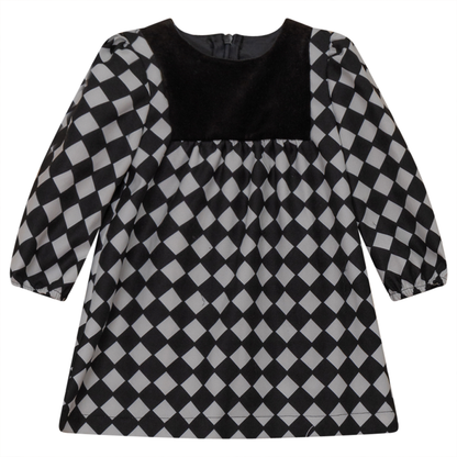 Checkered Dress With Black Contrast