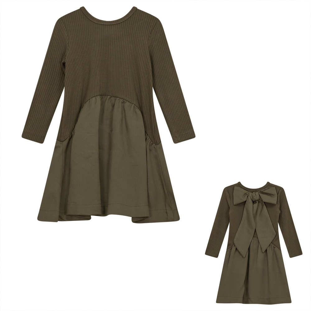 Shirred Ruffle Big Bow Dress