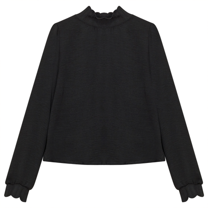 Mock Neck Top with Elastic Rib Lace