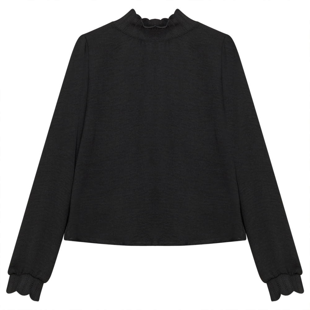 Mock Neck Top with Elastic Rib Lace