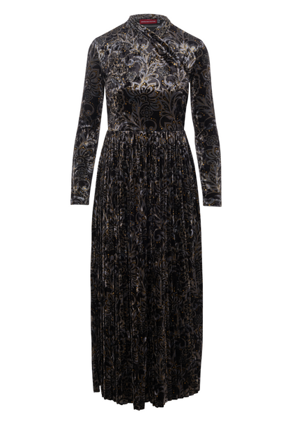 Printed Pleated Wrap Dress