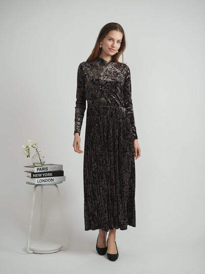 Printed Pleated Wrap Dress