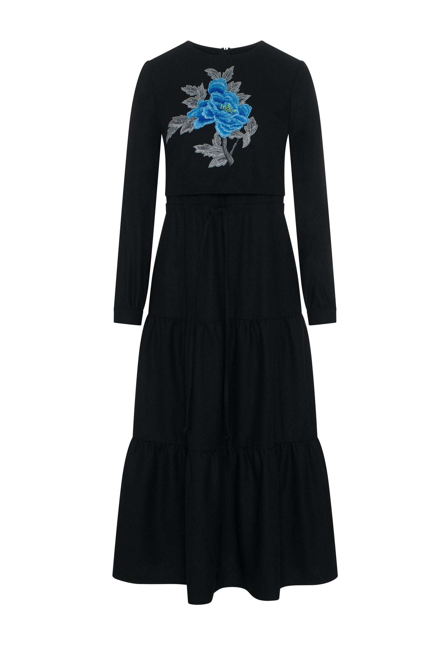 Tiered Floral Embroidered Dress