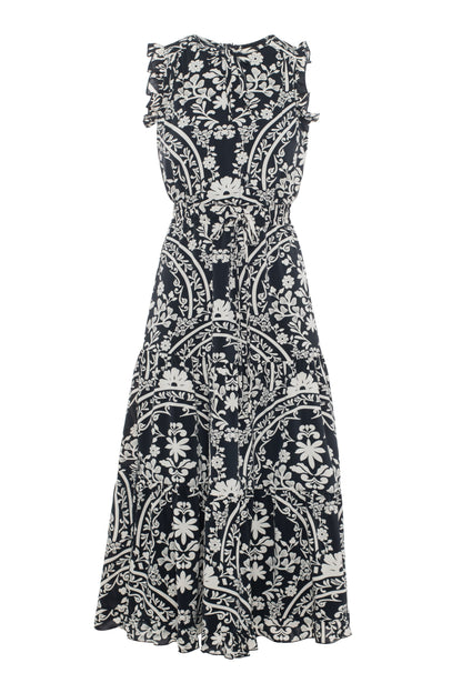 Printed Smocked Waist Jumper