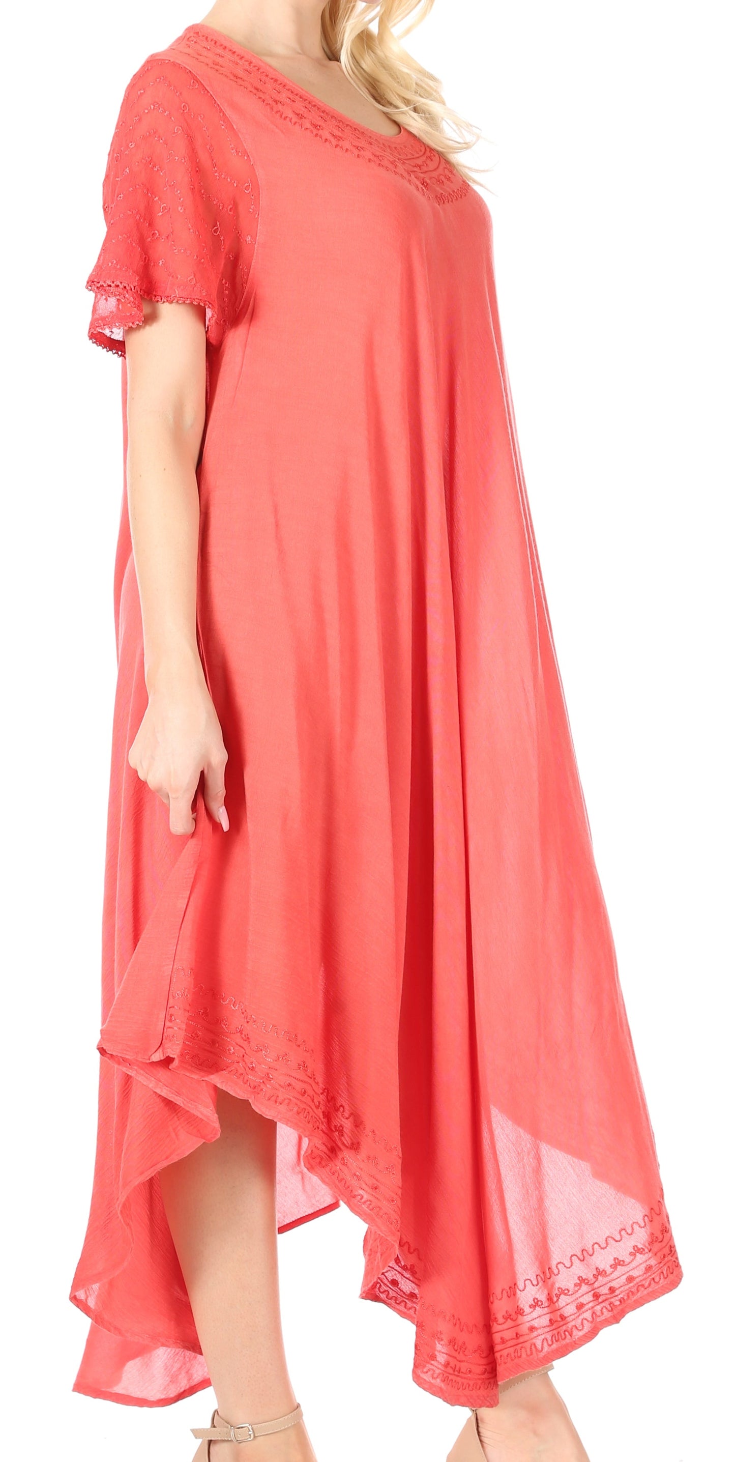 Sakkas Everyday Essentials Cap Sleeve Caftan Dress / Cover Up