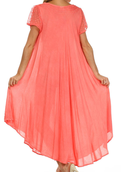 Sakkas Everyday Essentials Cap Sleeve Caftan Dress / Cover Up
