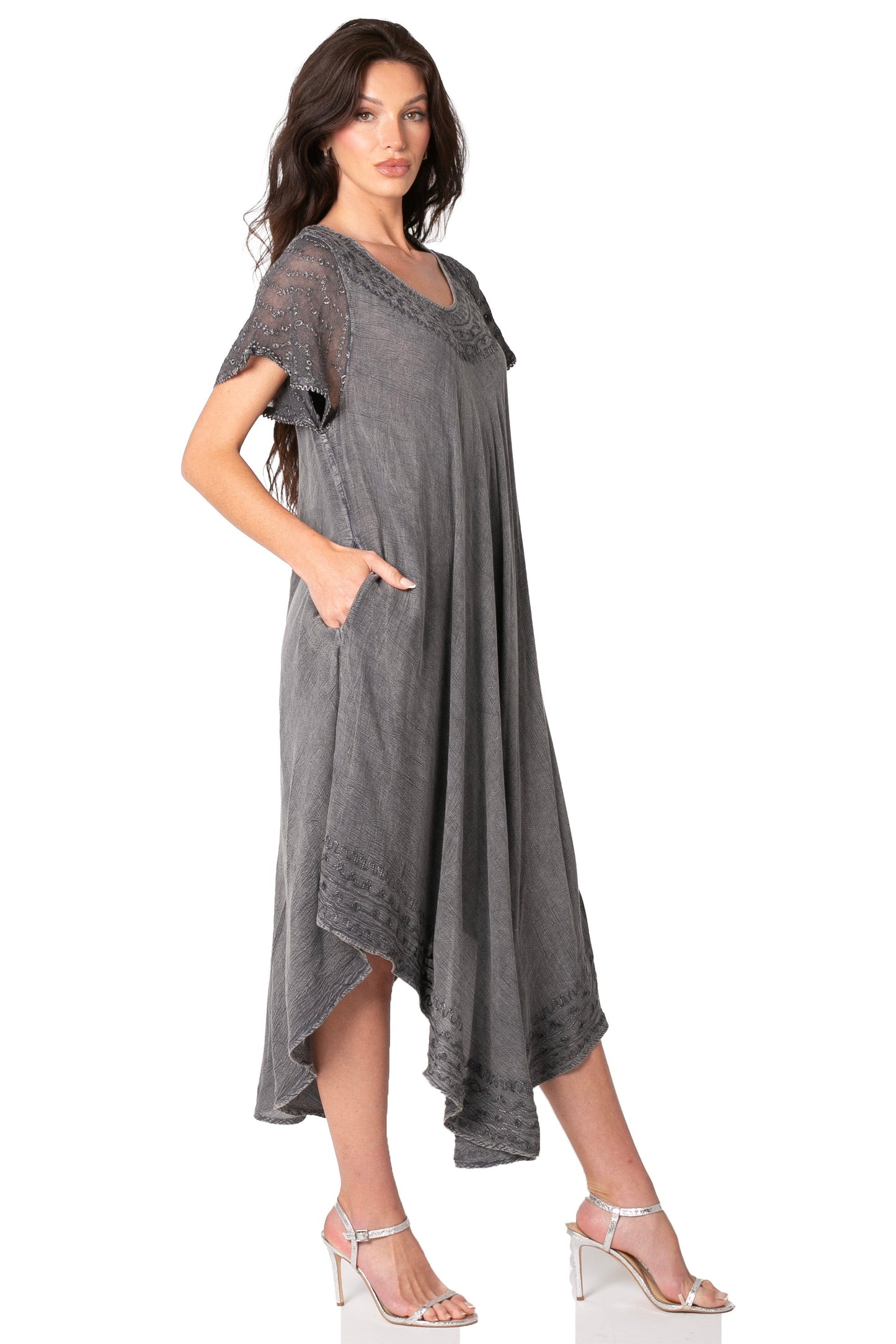 Sakkas Everyday Essentials Cap Sleeve Caftan Dress / Cover Up