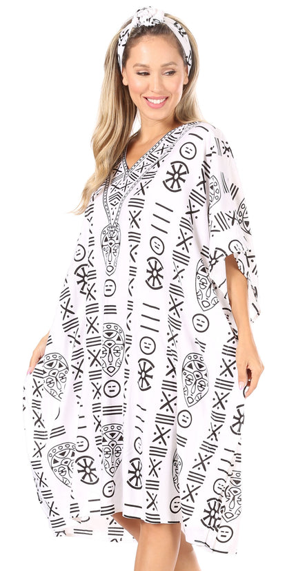 Sakkas Trina Women's Casual Loose Beach Poncho Caftan Dress Cover-up Many Print