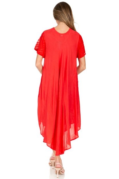 Sakkas Watercolor Palm Tree Tank Caftan Dress