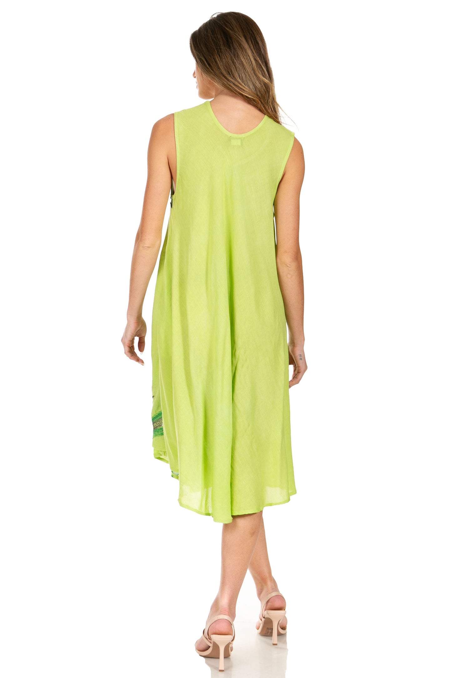 Sakkas Watercolor Palm Tree Tank Caftan Short Dress
