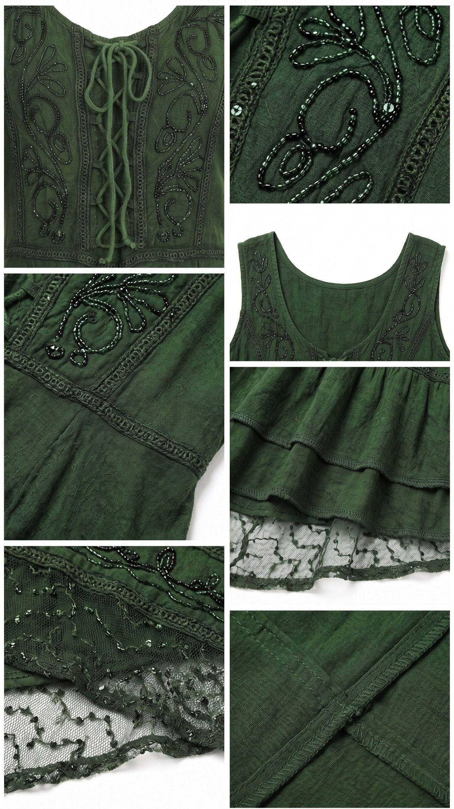 Sakkas Sundara Stonewashed Rayon Embroidered Mid Length Dress