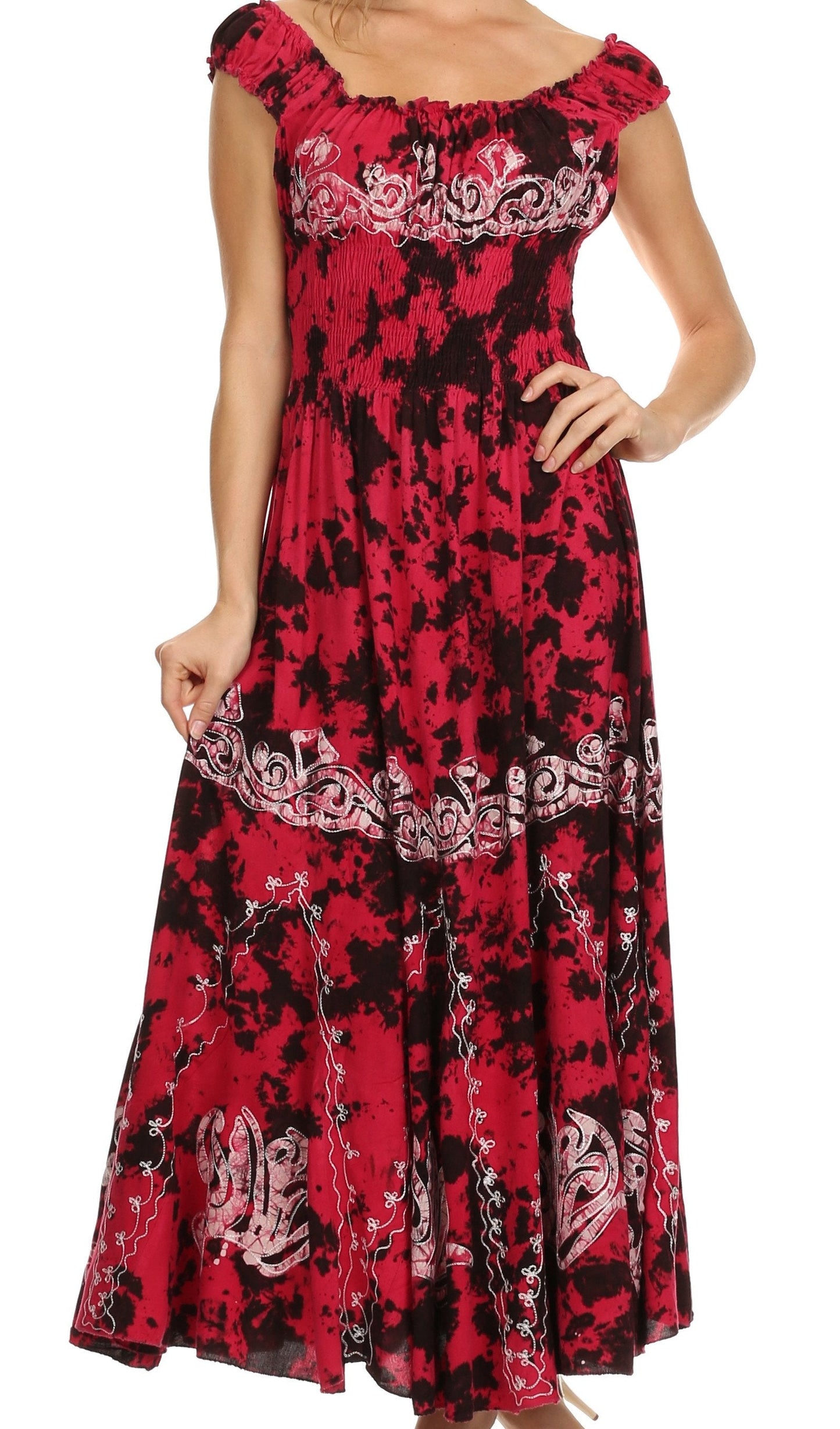 Sakkas Jamilah Gypsy Boho Peasant Batik Dress