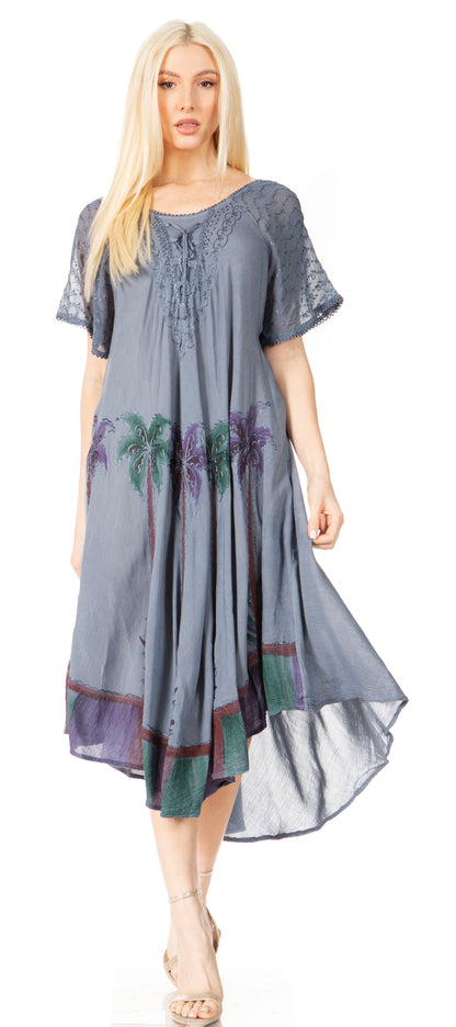 Sakkas Kai Palm Tree Caftan Tank Dress / Cover Up