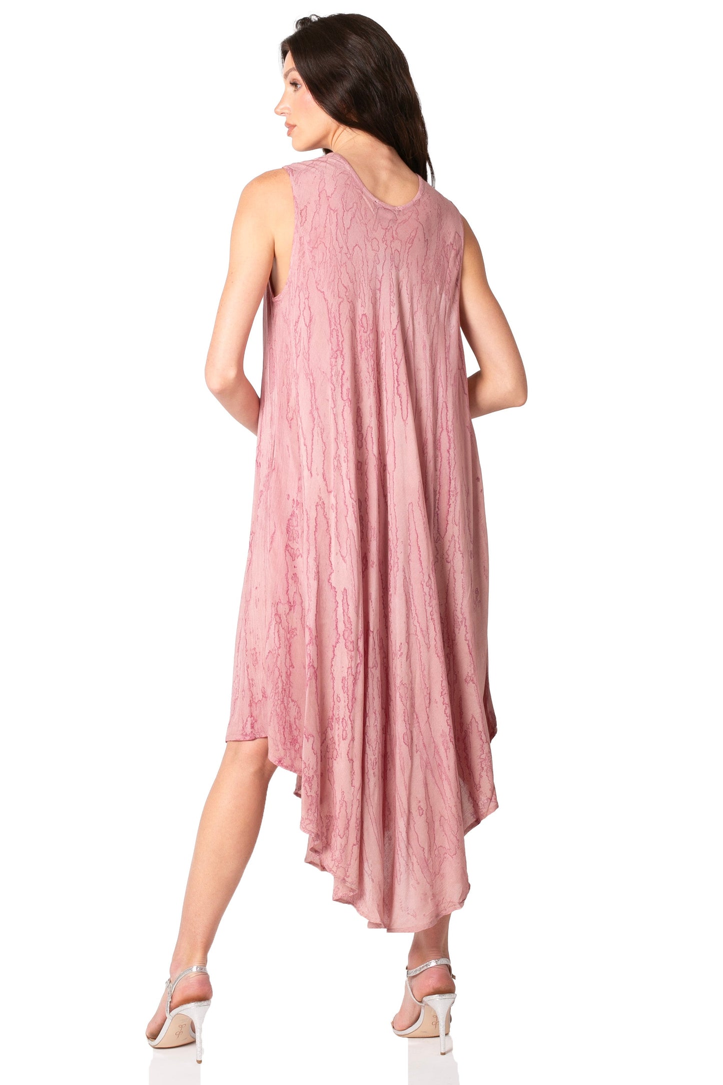 Sakkas Kara Long Draped Sleeveless Marbled Caftan Dress / Cover Up