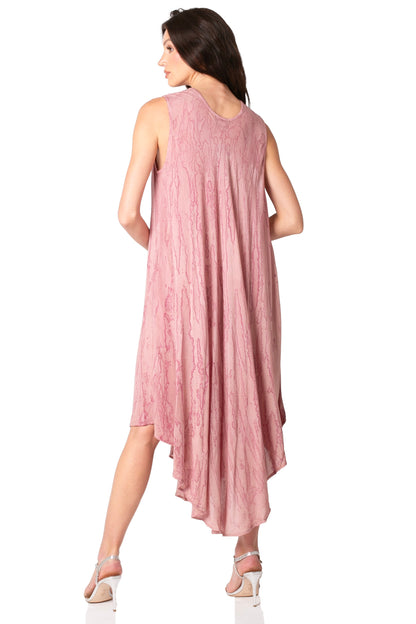 Sakkas Kara Long Draped Sleeveless Marbled Caftan Dress / Cover Up