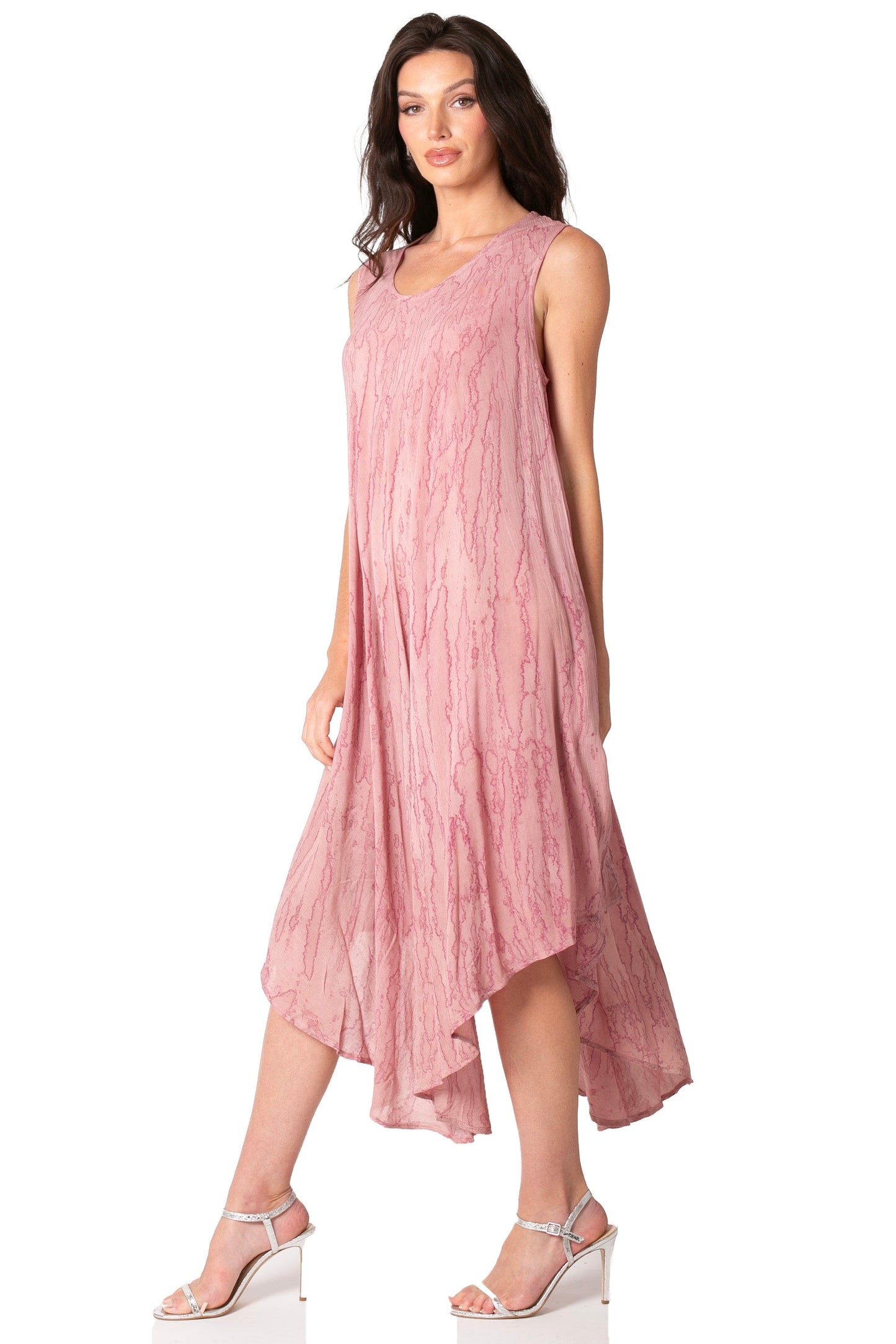 Sakkas Kara Long Draped Sleeveless Marbled Caftan Dress / Cover Up