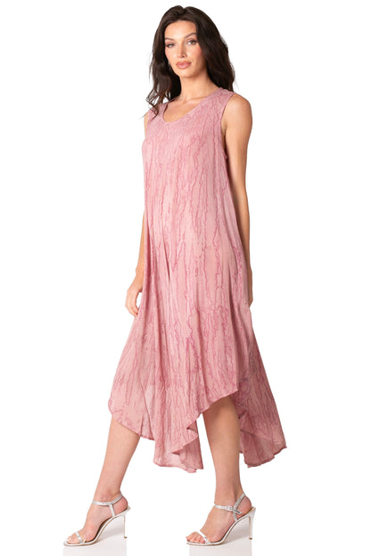 Sakkas Kara Long Draped Sleeveless Marbled Caftan Dress / Cover Up