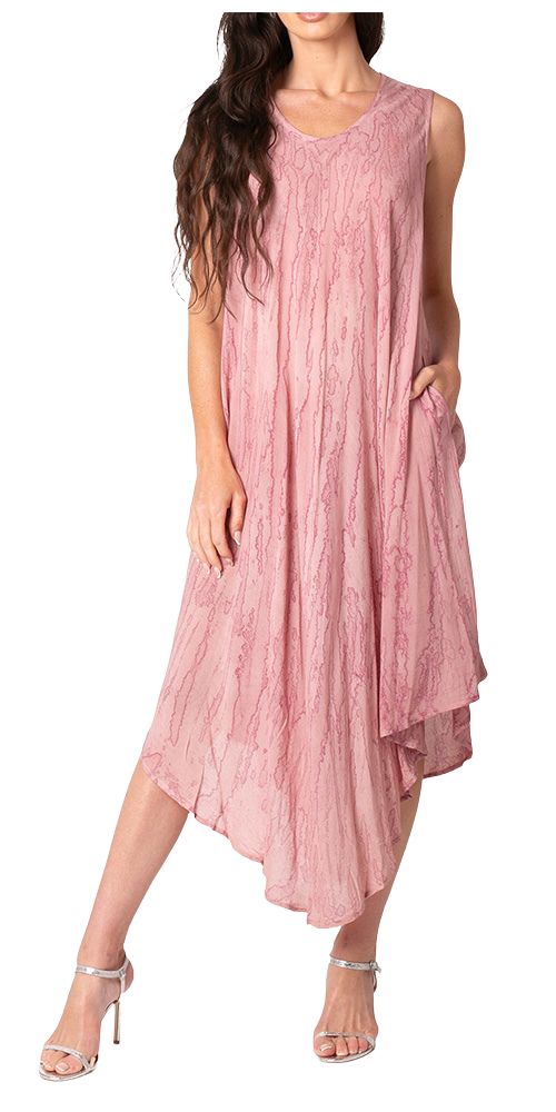 Sakkas Kara Long Draped Sleeveless Marbled Caftan Dress / Cover Up