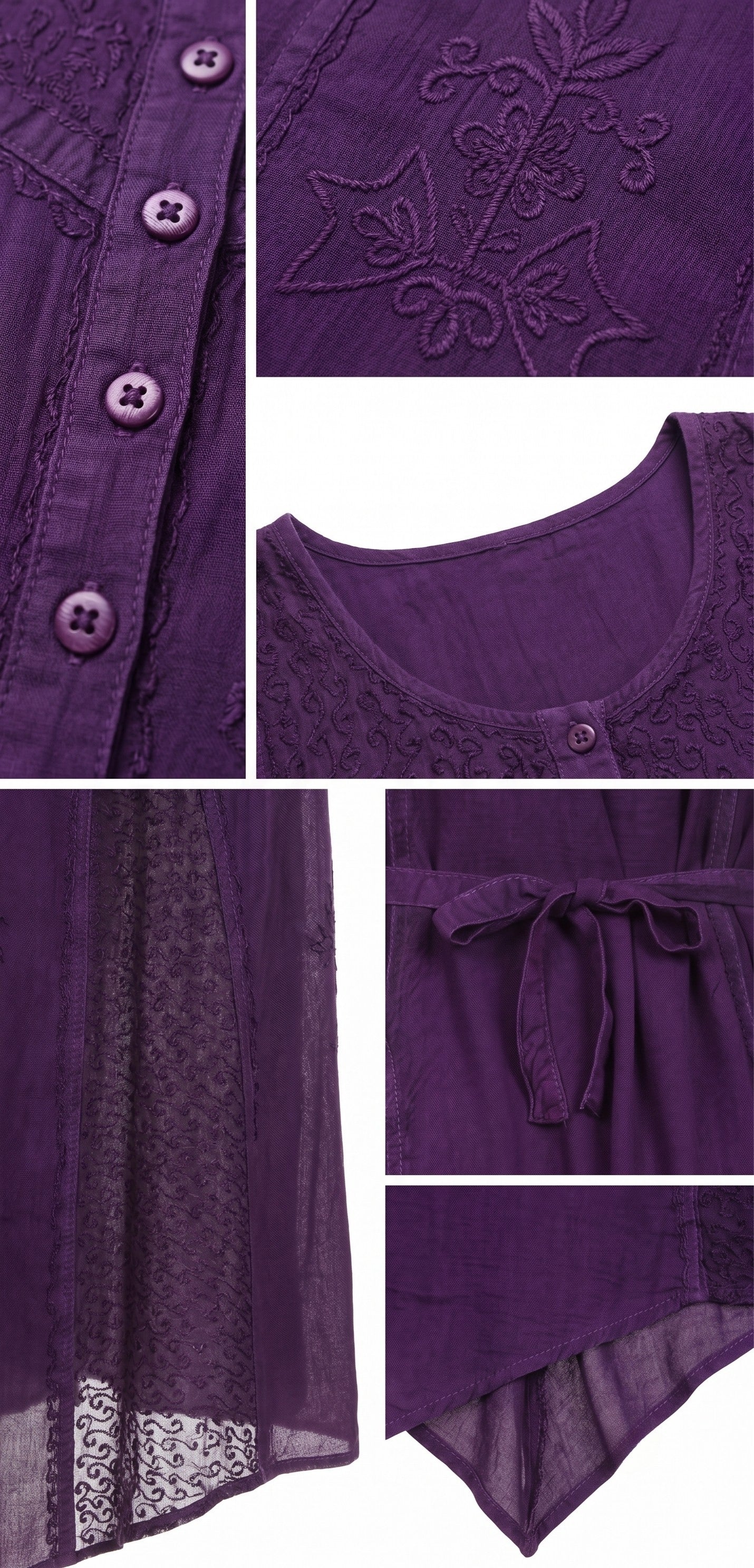 Sakkas Beverlee Embroidered Button Down Sleeveless Caftan Dress