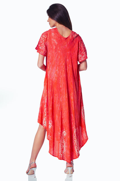 Sakkas  Bree Long Embroidered Cap Sleeve Marbled Dress