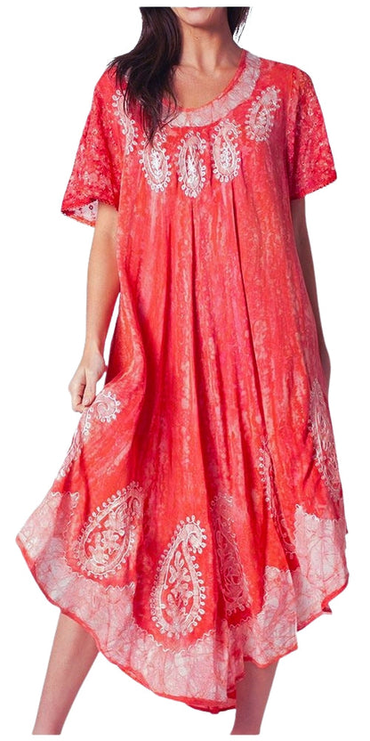 Sakkas  Bree Long Embroidered Cap Sleeve Marbled Dress